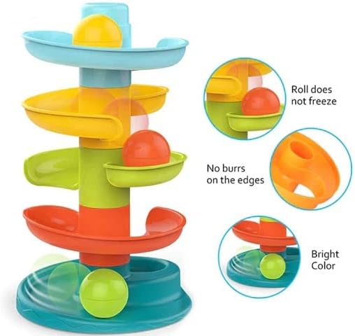 Baby Ball Tower for Toddlers, Ball Drop and Roll Swirling Tower