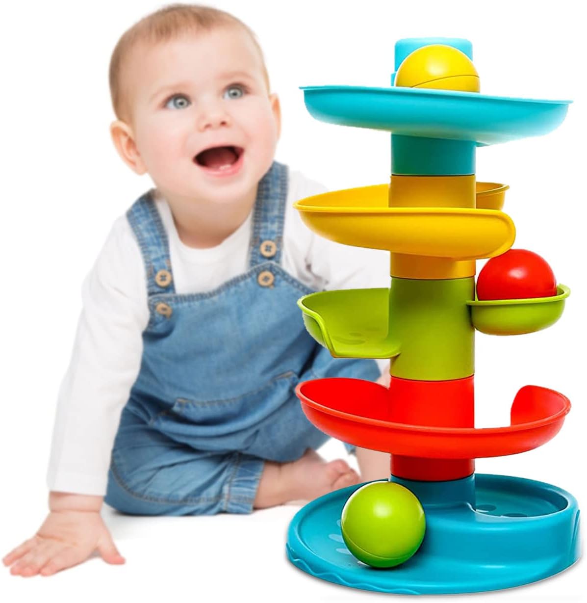 Baby Ball Tower for Toddlers, Ball Drop and Roll Swirling Tower