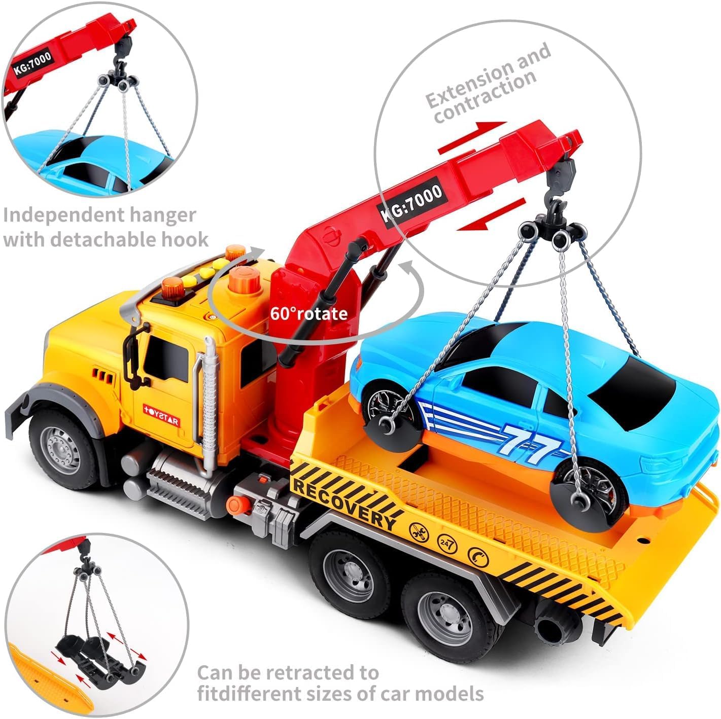 Large Tow Truck Toy,Friction Powered Transport Truck